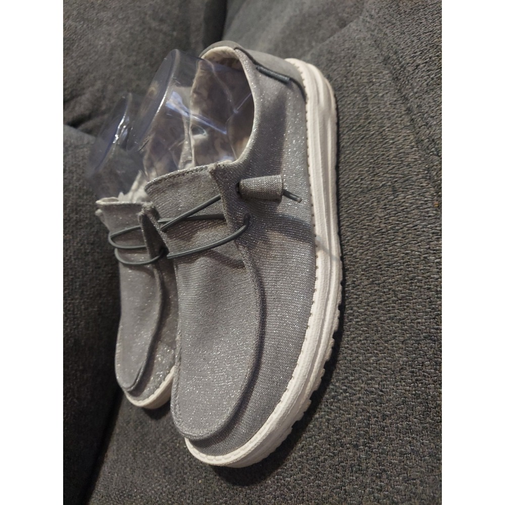 Hey Dude Wendy Metallic Silver Sparkle Shoes Rose Gold Size W9 Slip Ons Y2K - Picture 4 of 11